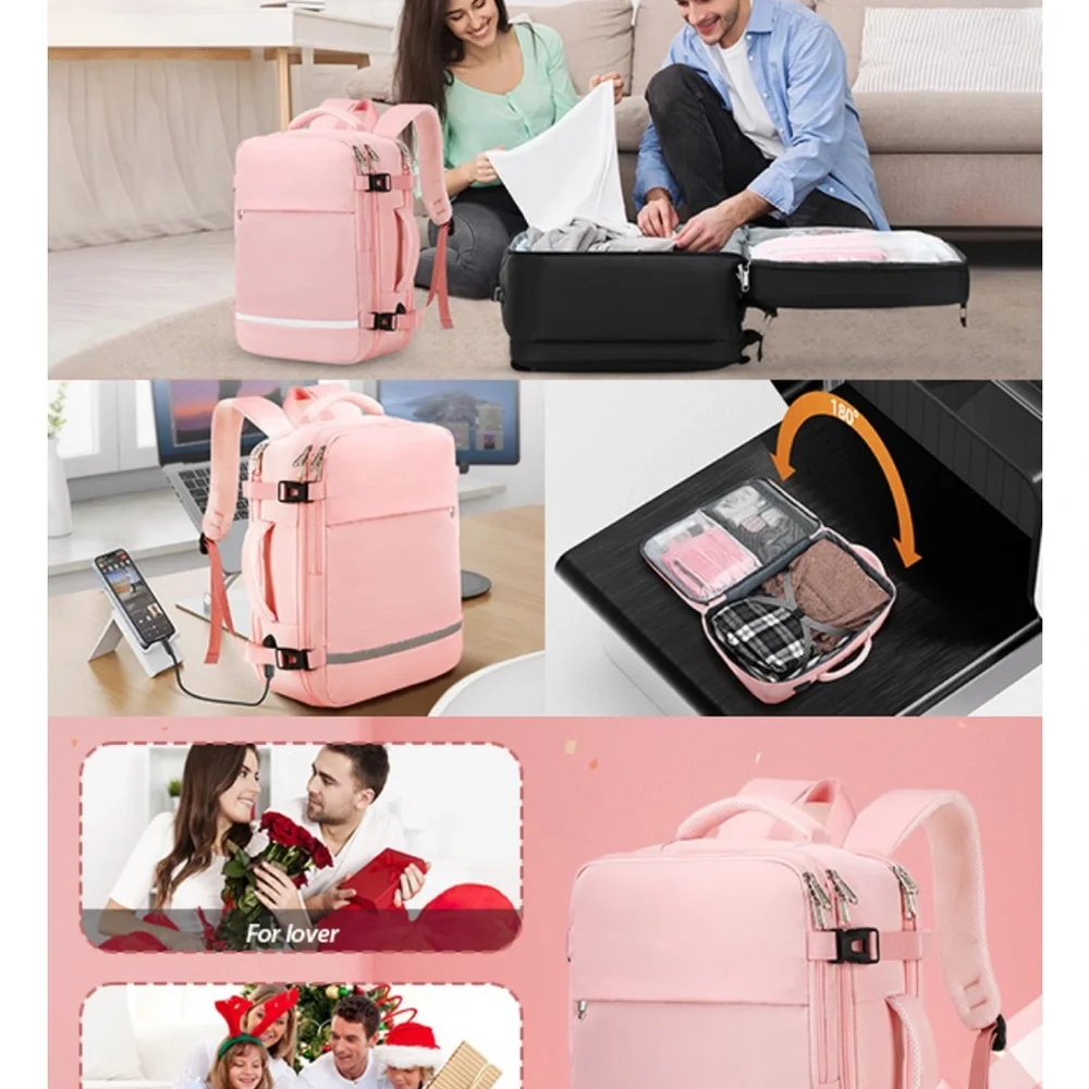 Airline Flight approved extra large capacity, travel laptop backpack 35L pink - Picture 16 of 16